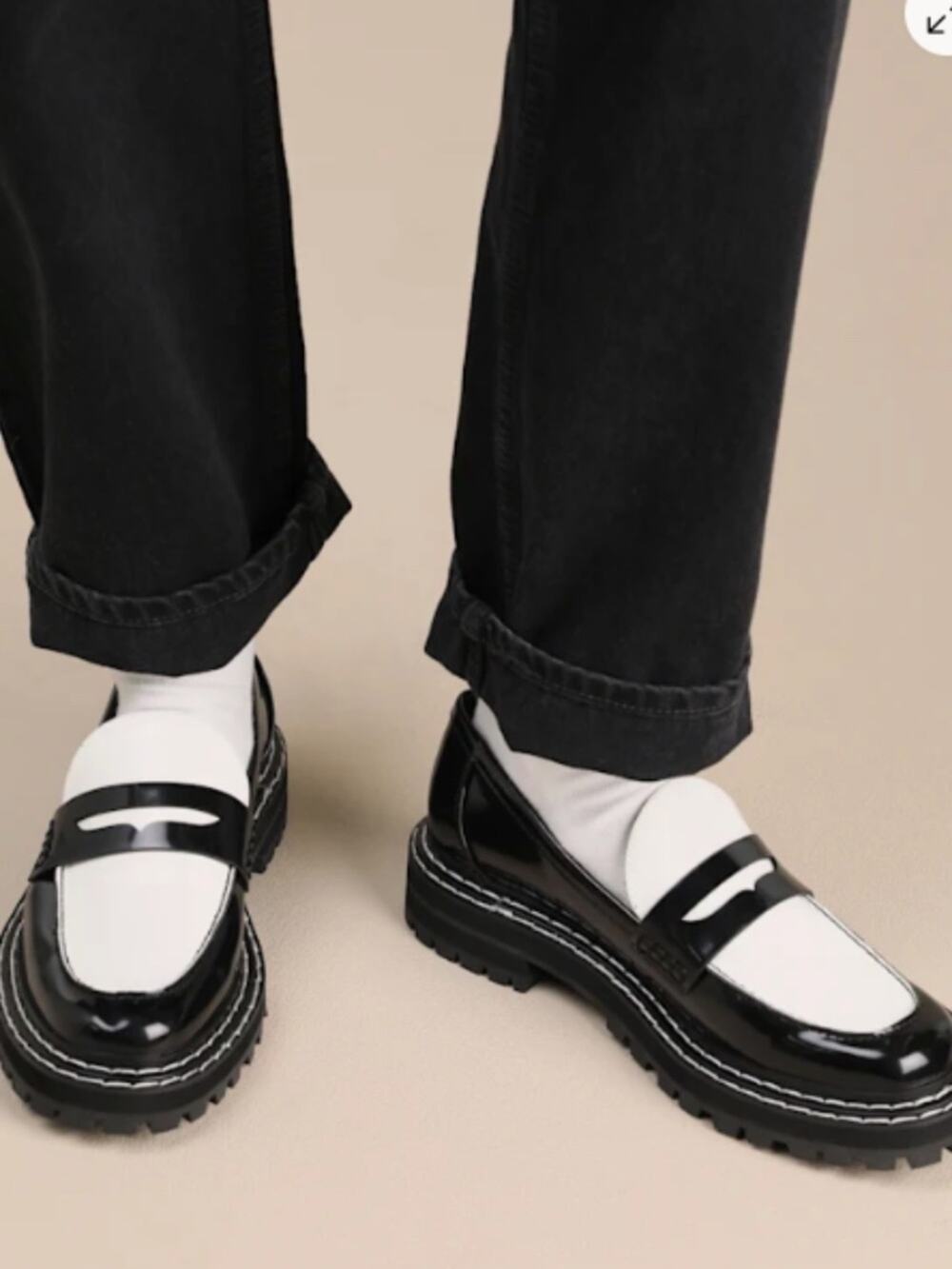 D'Amelio Prescia Patent Loafers black bright white - 5.5